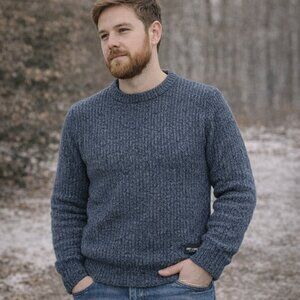 Only & Sons Knit Crewneck Sweater Blue Textured Men's Small